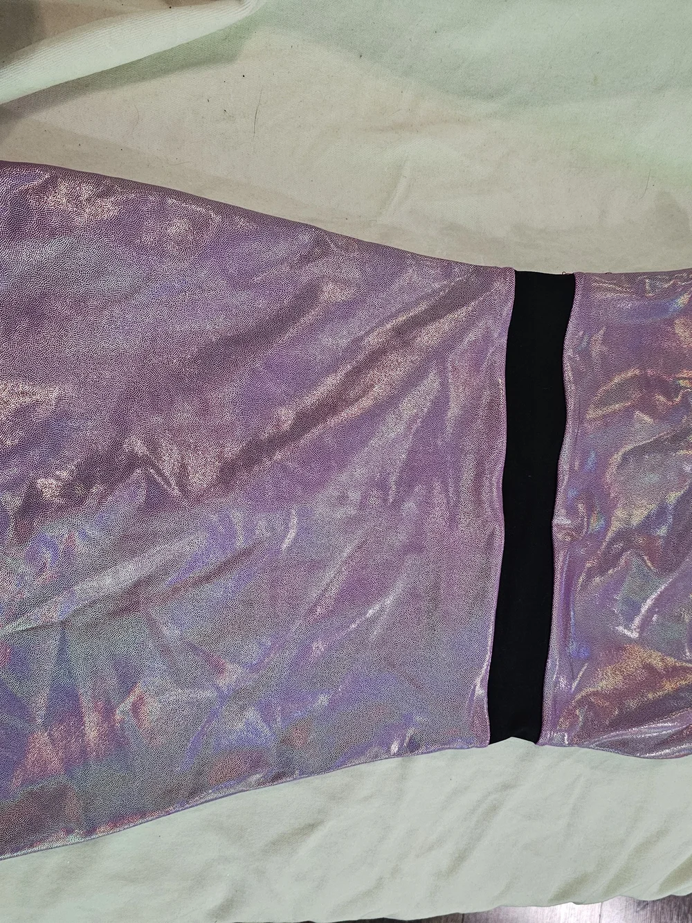 Justice Girls' Shimmery Purple Holographic One-Piece Leotard with Black Trim C10